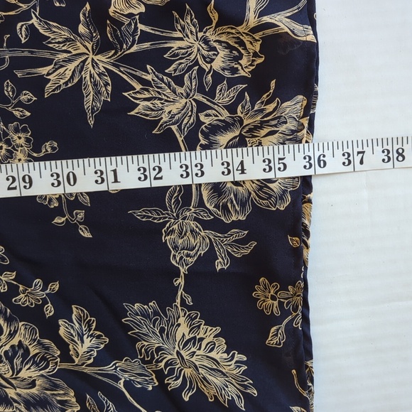 Talbots Pure Silk Floral A-Line Lined Maxi Skirt 8 Navy Blue Cream - Picture 14 of 15